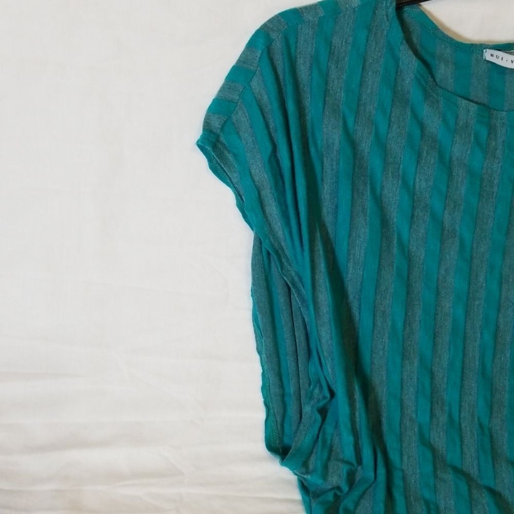 Bui‎ Yah Kah Turquoise & Gray Open Sided Blouse - Picture 4 of 5
